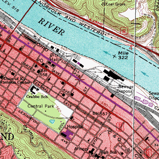 Topographic Map of 21st Street Tabernacle, KY