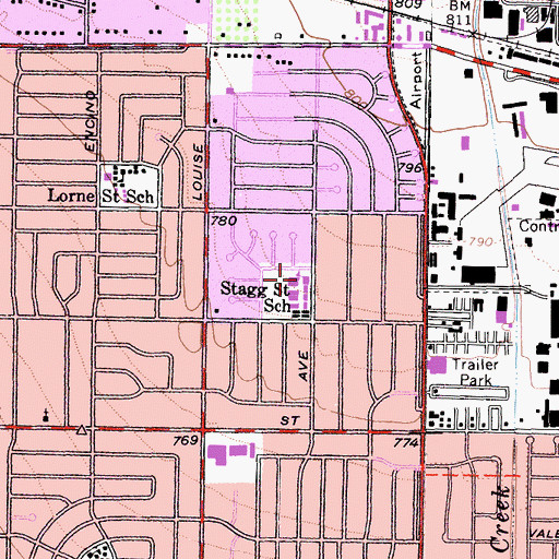 Topographic Map of Stagg Elementary School, CA