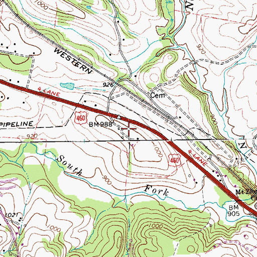 Topographic Map of Montvale Elementary School, VA