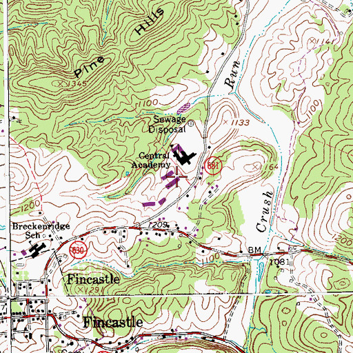 Topographic Map of Botetourt Technical Education Center, VA