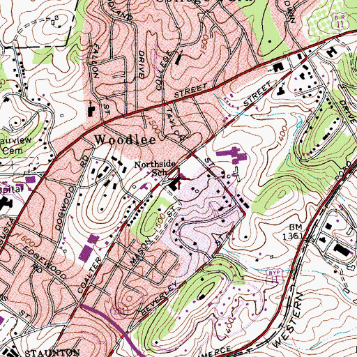 Topographic Map of Thomas C McSwain Elementary School, VA