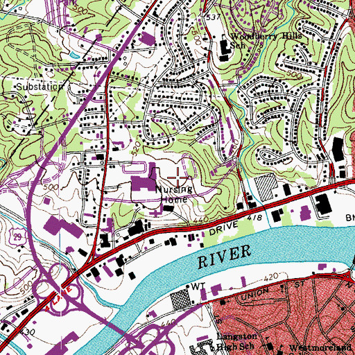 Topographic Map of Westwood Middle School, VA