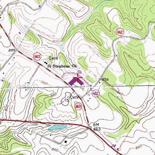 Topographic Map of Jefferson Forest High School, VA