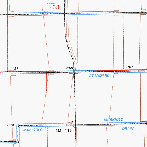 Topographic Map of Standard Drain, CA