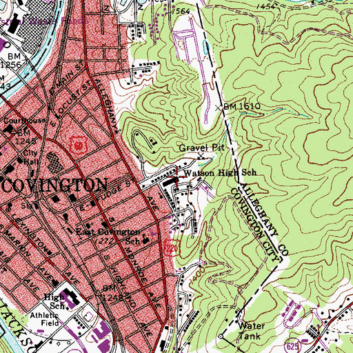 Topographic Map of Jeter - Watson Intermediate School, VA