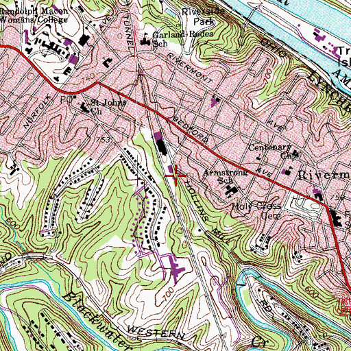 Topographic Map of Middle Learning Center, VA