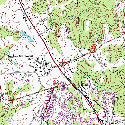 Topographic Map of Danville City Regional Alternative School, VA