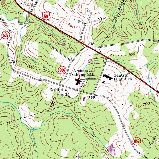 Topographic Map of Central Elementary School, VA