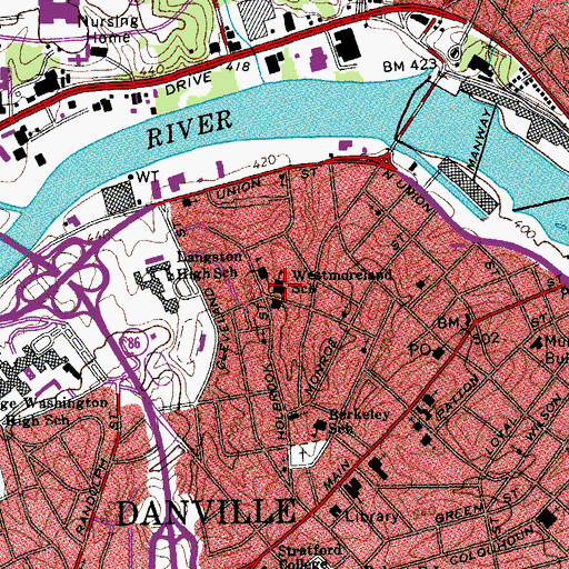 Topographic Map of Westmoreland Preschool Center, VA