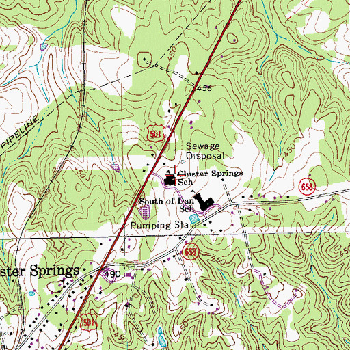 Topographic Map of Cluster Springs Early Learning Center, VA