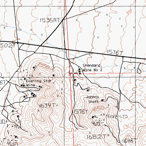 Topographic Map of Standard Mine Number Two, CA