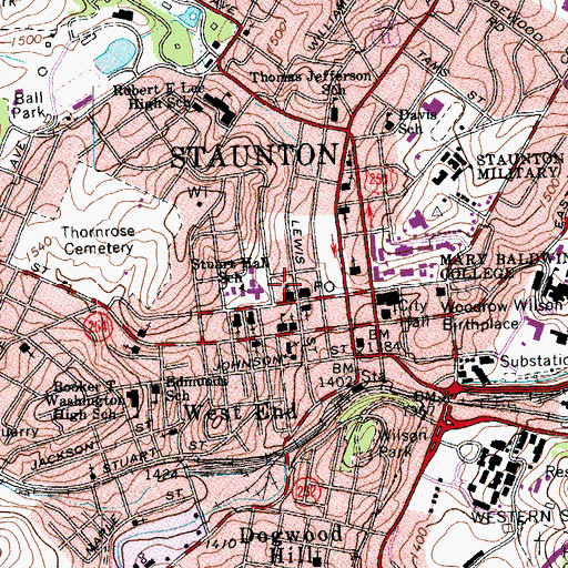 Topographic Map of Staunton Montessori School, VA