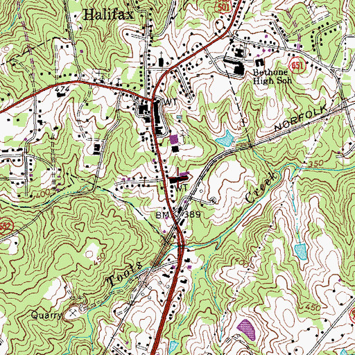 Topographic Map of Halifax County Career Center, VA