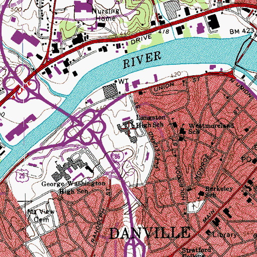 Topographic Map of John M Langston Focus School, VA