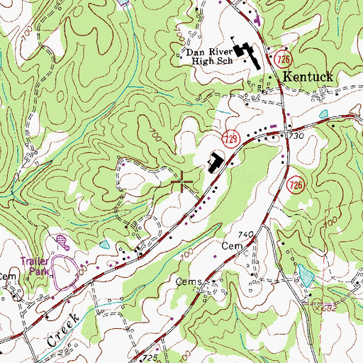 Topographic Map of Dan River Middle School, VA