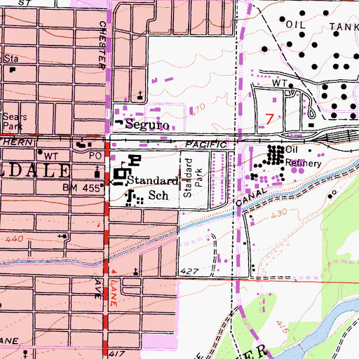 Topographic Map of Standard Park, CA
