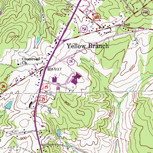 Topographic Map of Campbell County Technical Center, VA