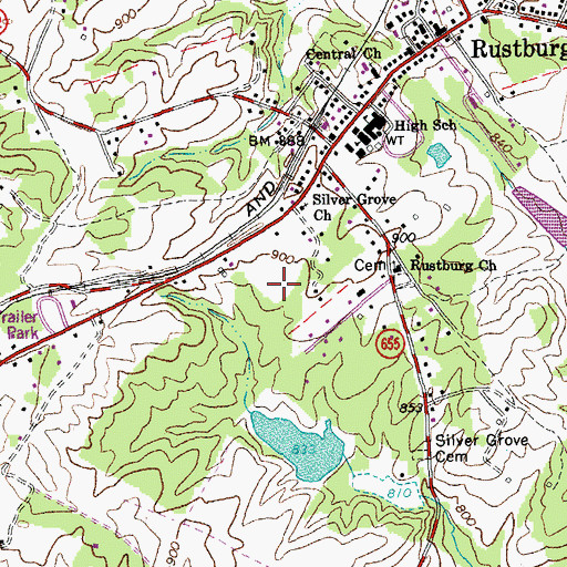 Topographic Map of Rustburg Elementary School, VA