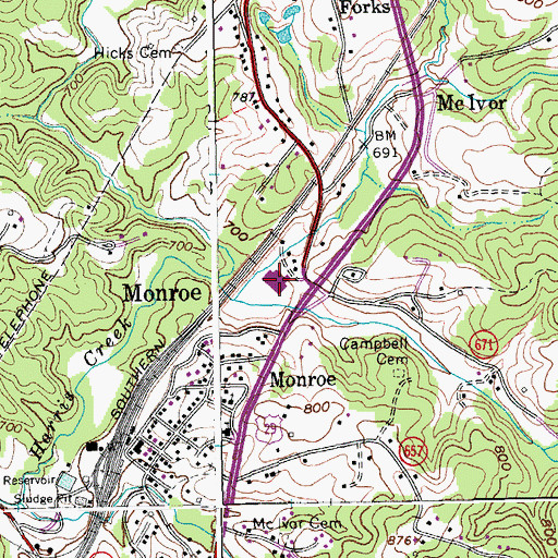 Topographic Map of Monroe Educational Center, VA