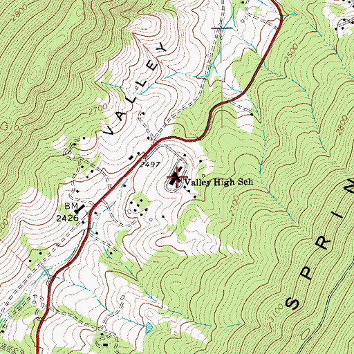 Topographic Map of Bath County High School, VA