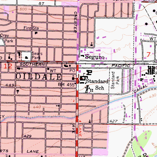 Topographic Map of Standard Middle School, CA