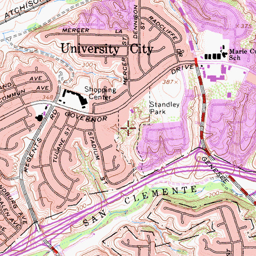 Topographic Map of Standley Park, CA