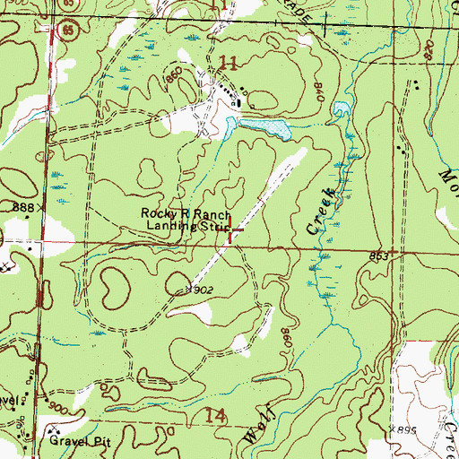 Topographic Map of Rocky R Ranch Landing Strip (historical), MI