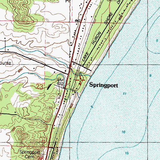 Topographic Map of Springport Station, MI