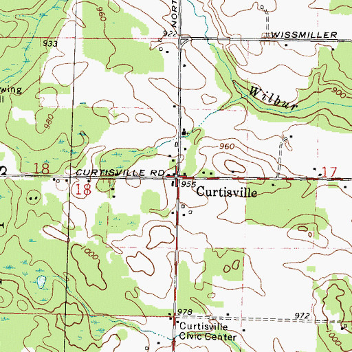 Topographic Map of Curtisville Post Office (historical), MI