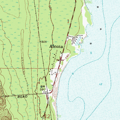Topographic Map of Alcona Post Office (historical), MI