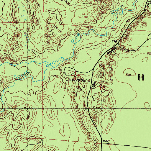 Topographic Map of Pine River Campground, MI