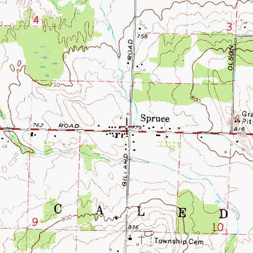 Topographic Map of Spruce Post Office, MI