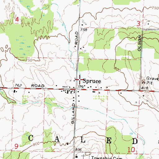 Topographic Map of Caledonia Township Hall, MI