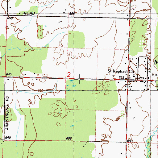 Topographic Map of Mikado Post Office, MI