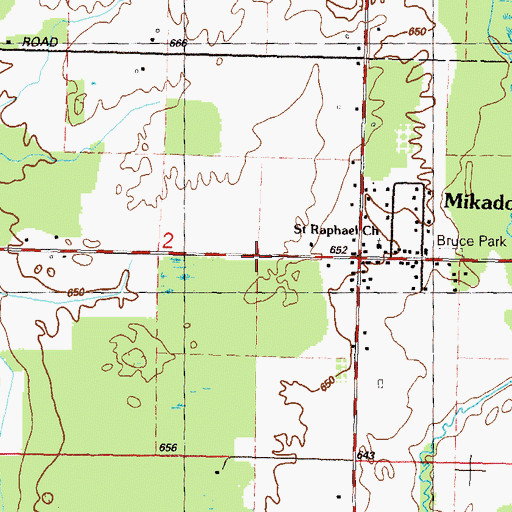 Topographic Map of Mikado Branch Library, MI