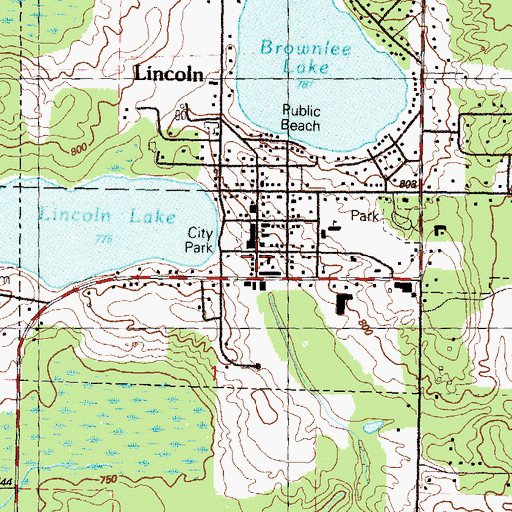 Topographic Map of Lincoln Post Office, MI
