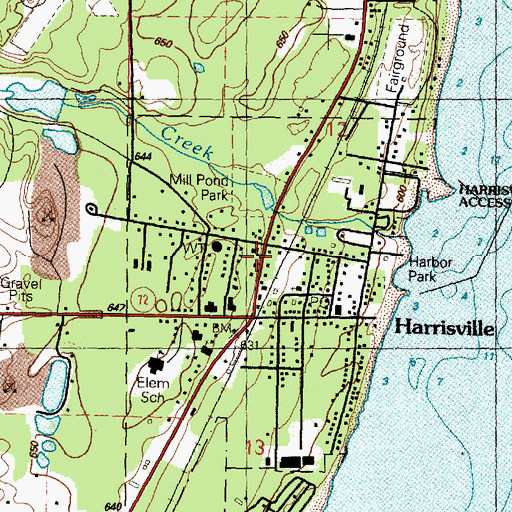 Topographic Map of Harrisville United Methodist Church, MI