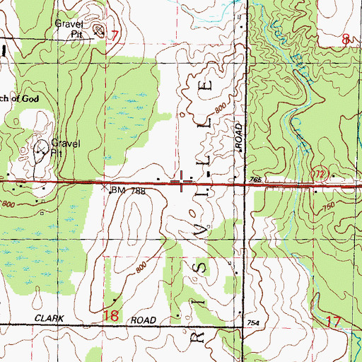Topographic Map of Faith Lutheran Church, MI