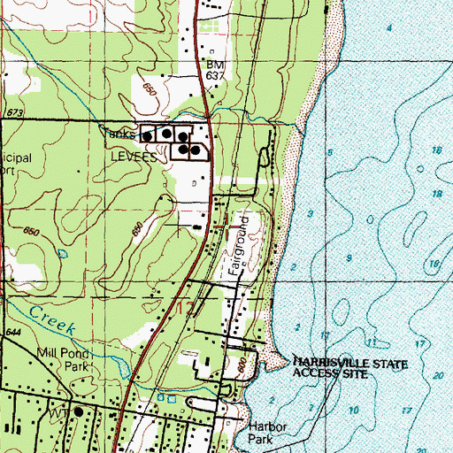 Topographic Map of Harrisville Station, MI