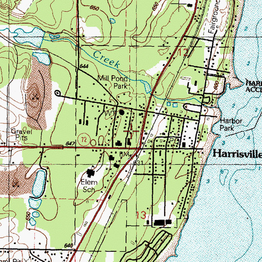 Topographic Map of Harrisville Fire Department, MI