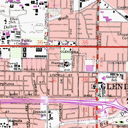 Topographic Map of Stanton Elementary School, CA