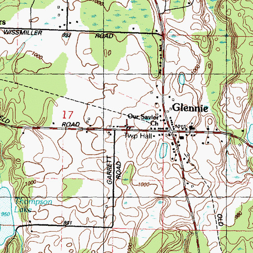 Topographic Map of Wilber United Methodist Church, MI