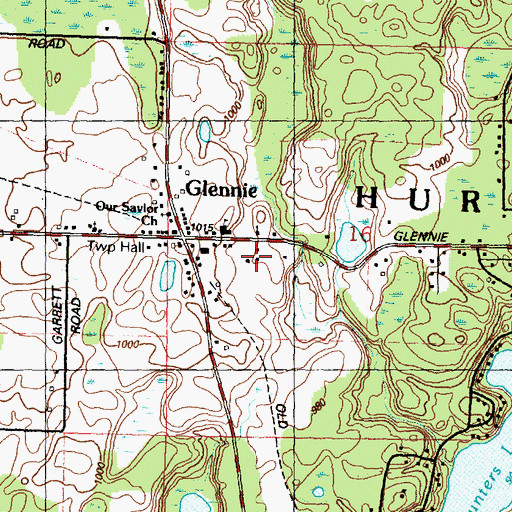 Topographic Map of Curtis Township Library, MI