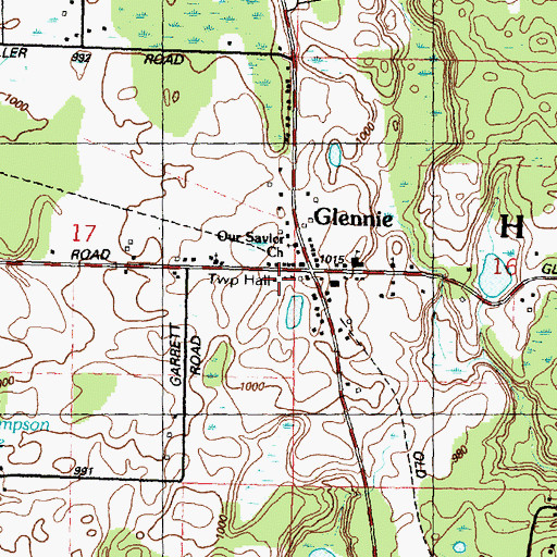 Topographic Map of Curtis Township Hall, MI