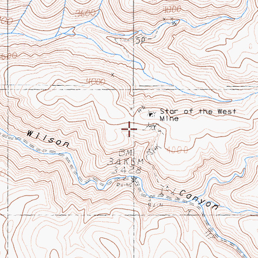 Topographic Map of Star of the West Mine, CA