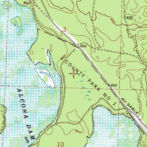Topographic Map of Alcona County Park, MI