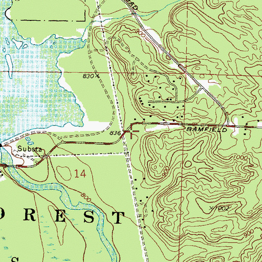 Topographic Map of Alcona Canoe Rental and Campground, MI