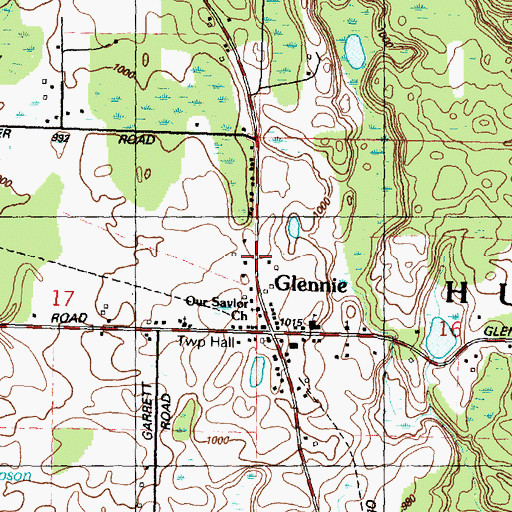 Topographic Map of Glennie Post Office, MI