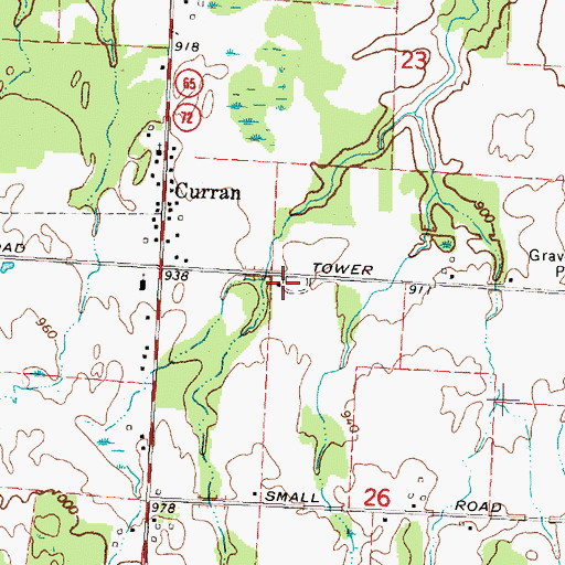Topographic Map of Mitchell Township Hall, MI