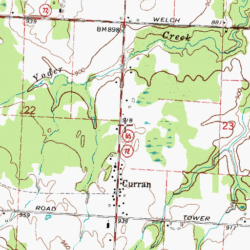 Topographic Map of Curran Volunteer Fire Department, MI